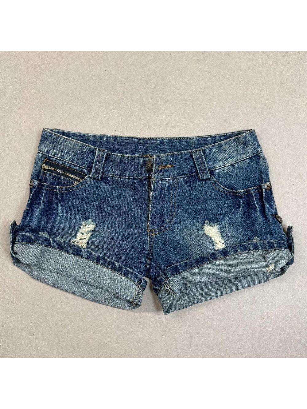 Vintage Y2K Low Rise Denim Micro Shorts Faded
